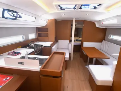 Salon of Signum Bravo, a Jeanneau Sun Odyssey 410 sailboat at Dubrovnik, Croatia