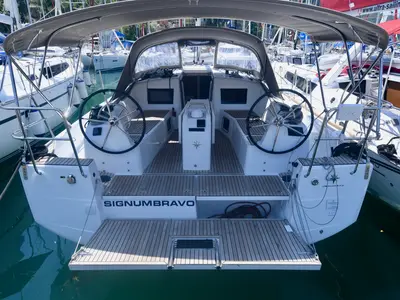 Cockpit of Signum Bravo, a Jeanneau Sun Odyssey 410 sailboat at Dubrovnik, Croatia