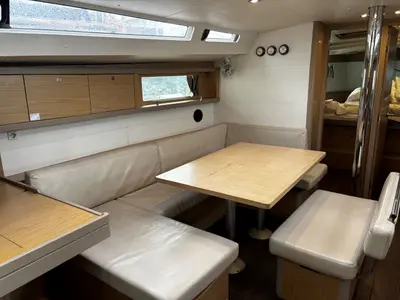 Salon of Beneteau Oceanis 48, a sailboat at Gåshaga, Sweden