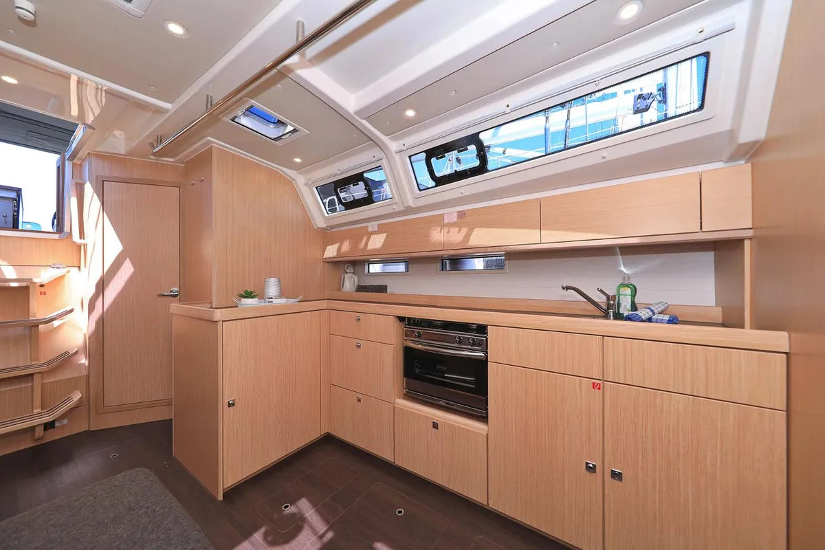 Galley of Cara, a Bavaria Cruiser 46 sailboat at Grad Biograd na Moru, Croatia