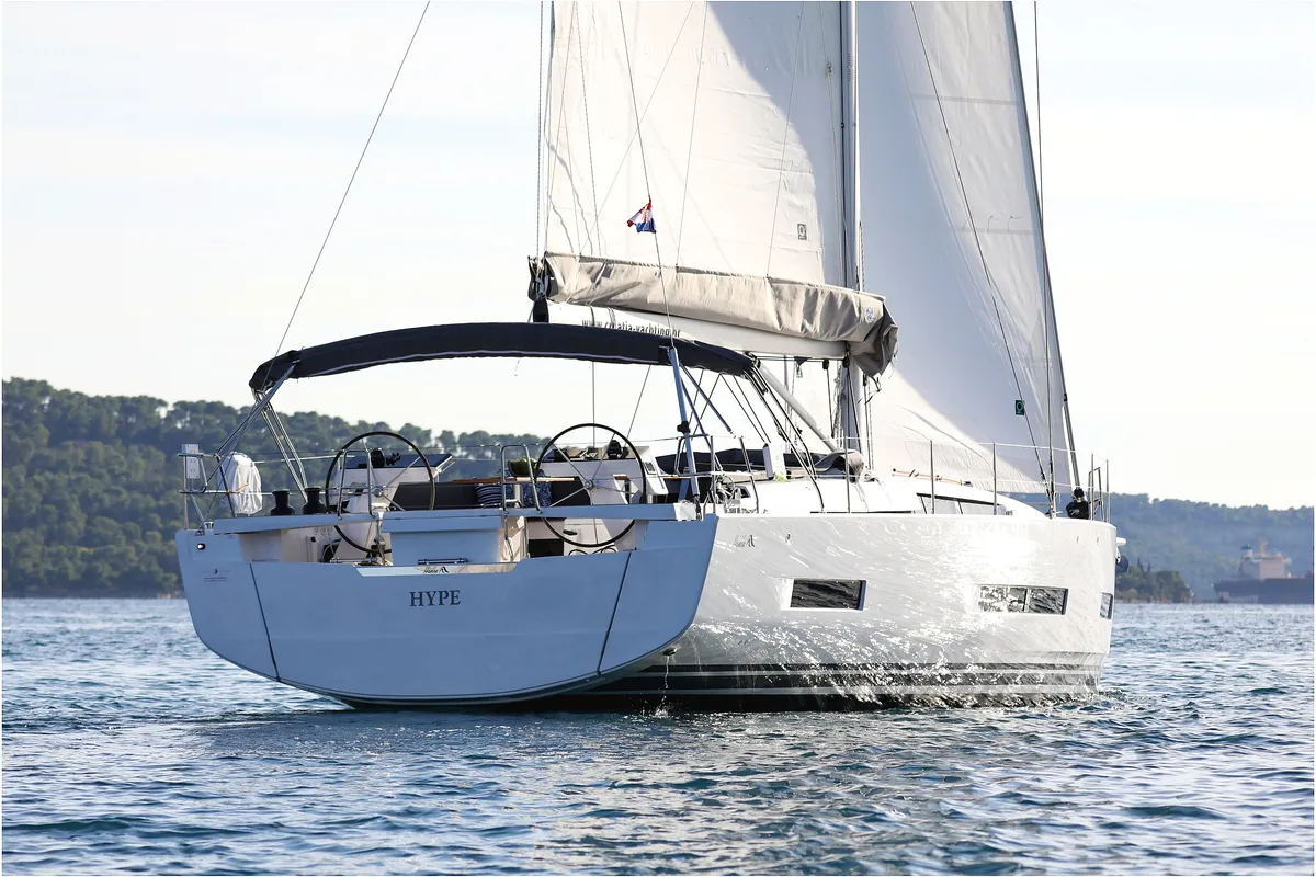 Exterior view of Hype, a Hanse 510 sailboat at Grad Biograd na Moru, Croatia