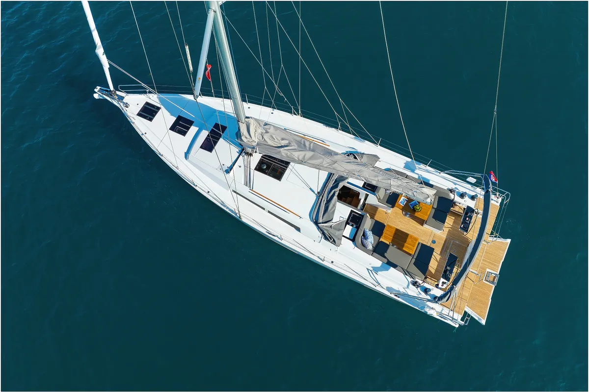 Exterior view of Hype, a Hanse 510 sailboat at Grad Biograd na Moru, Croatia