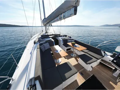 Deck of Hype, a Hanse 510 sailboat at Grad Biograd na Moru, Croatia