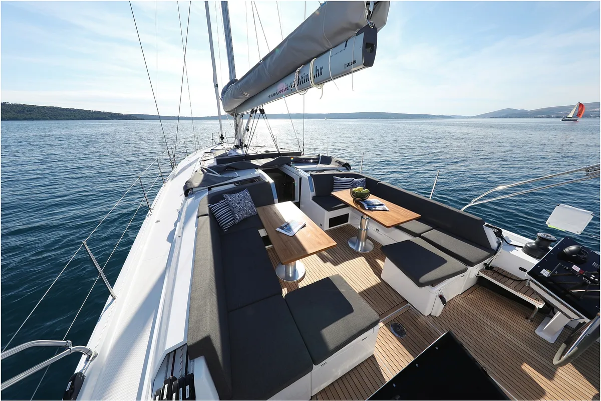 Deck of Hype, a Hanse 510 sailboat at Grad Biograd na Moru, Croatia