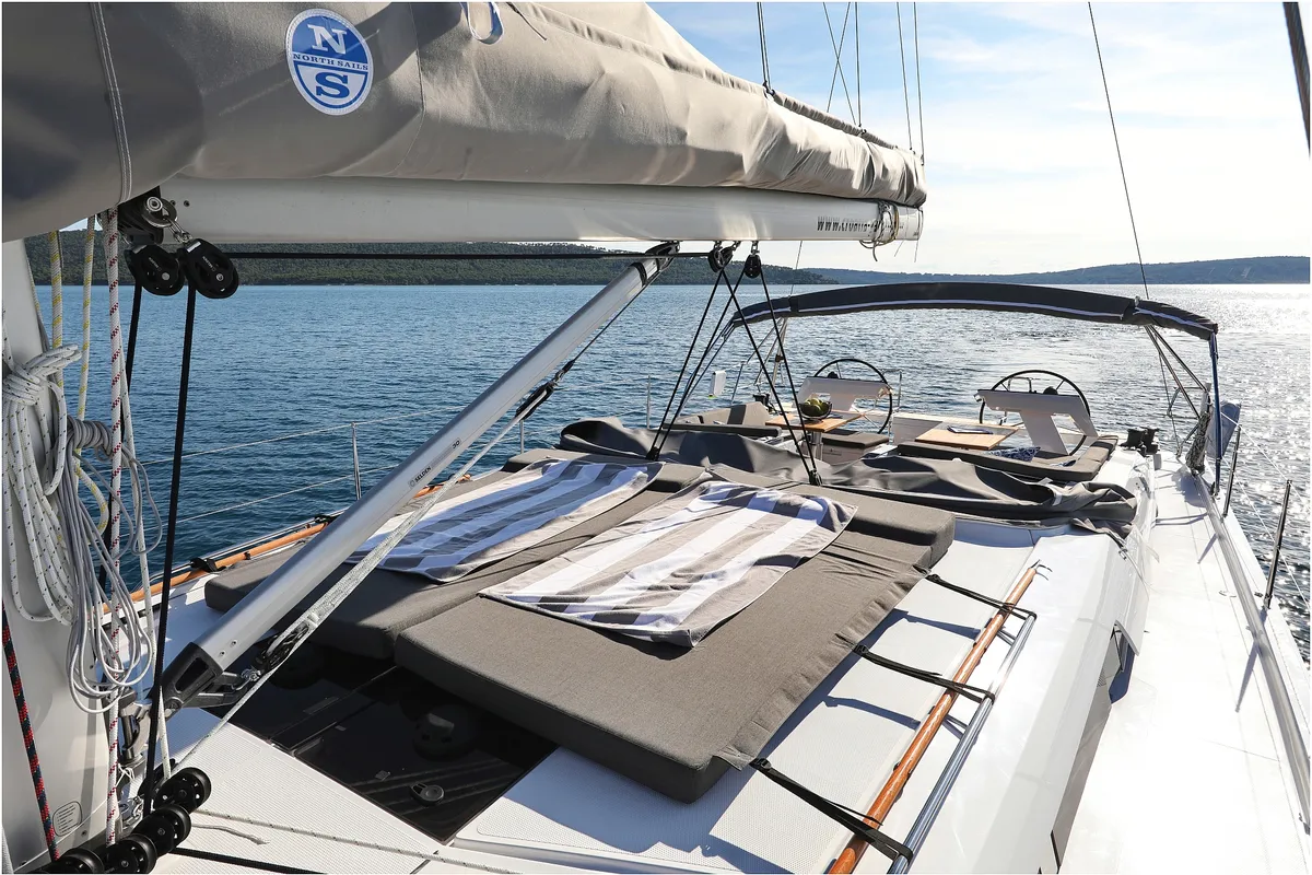 Deck of Hype, a Hanse 510 sailboat at Grad Biograd na Moru, Croatia