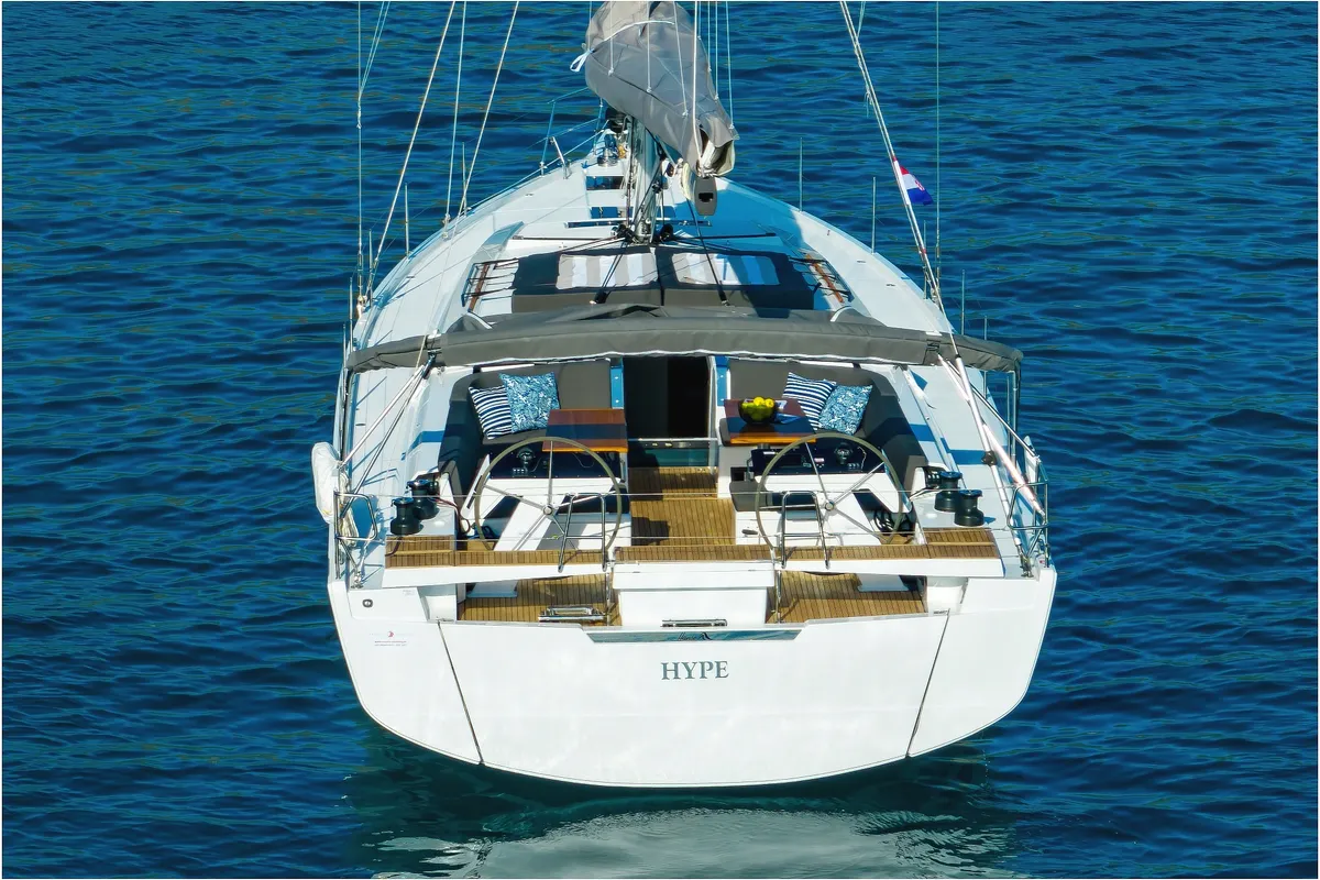 Exterior view of Hype, a Hanse 510 sailboat at Grad Biograd na Moru, Croatia