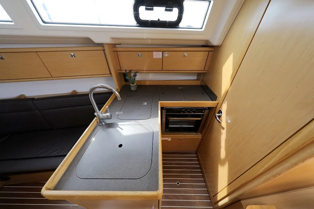 Galley of Arizona, a Bavaria Cruiser 34 sailboat at Grad Vodice, Croatia