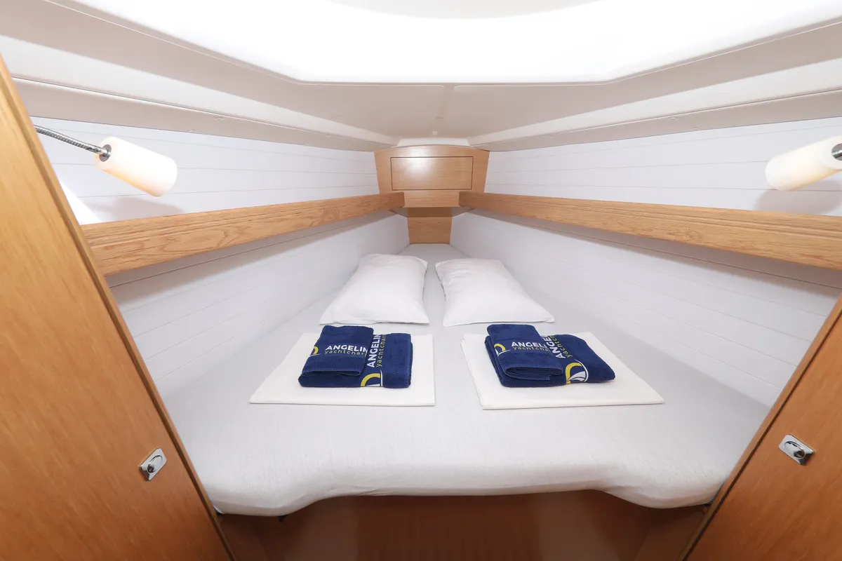 Cabin on Arizona, a Bavaria Cruiser 34 sailboat at Grad Vodice, Croatia