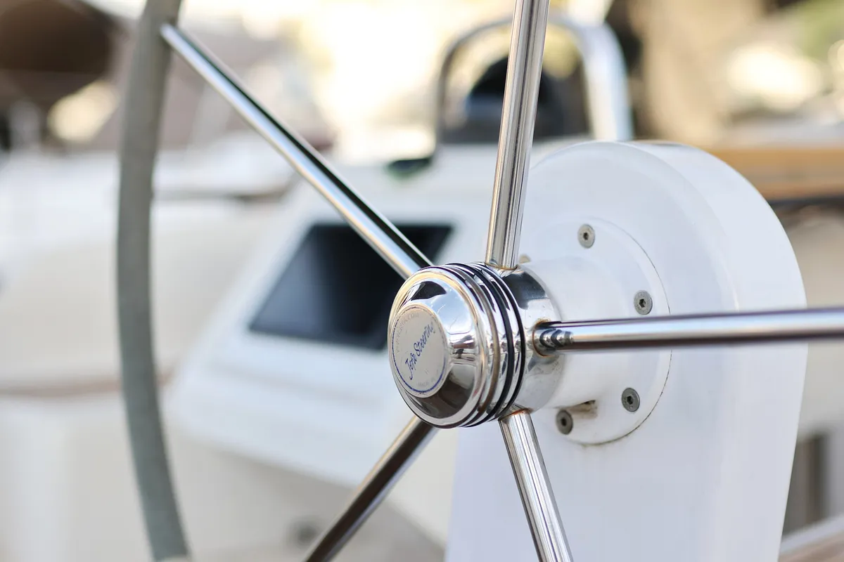 Cockpit of Arizona, a Bavaria Cruiser 34 sailboat at Grad Vodice, Croatia