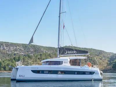Cabin on First Toy, a Bali Catsmart catamaran at Skradin, Croatia