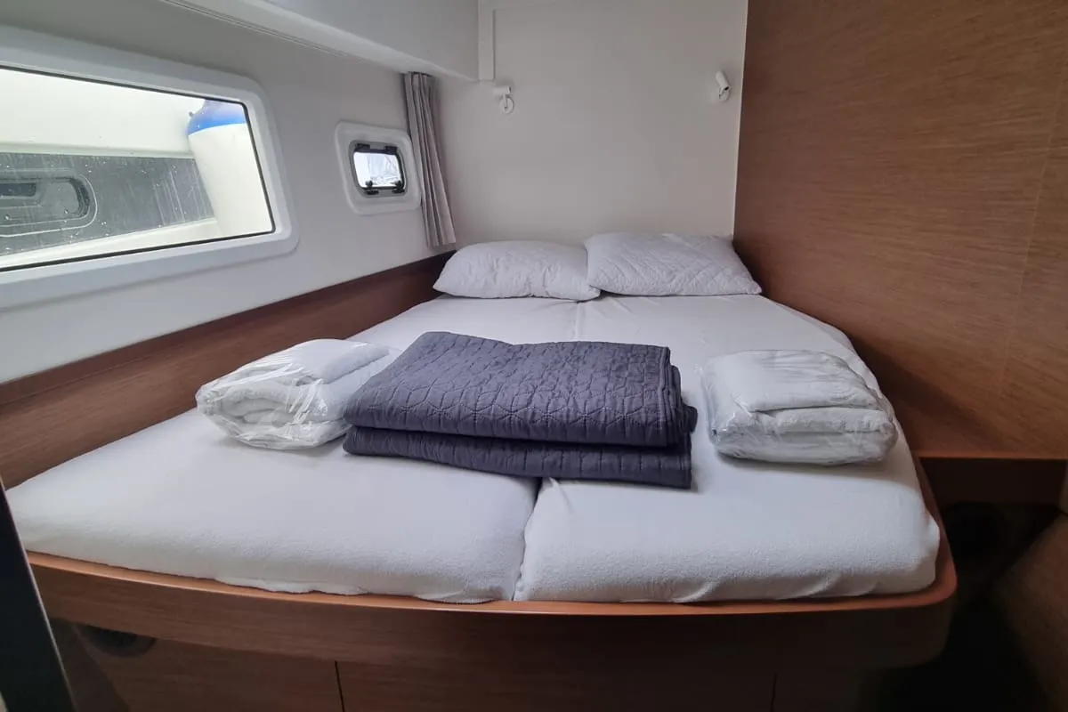 Cabin on Mojito, a Lagoon 42 catamaran at Preveza, Greece