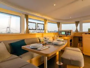 Salon of Mojito, a Lagoon 42 catamaran at Preveza, Greece
