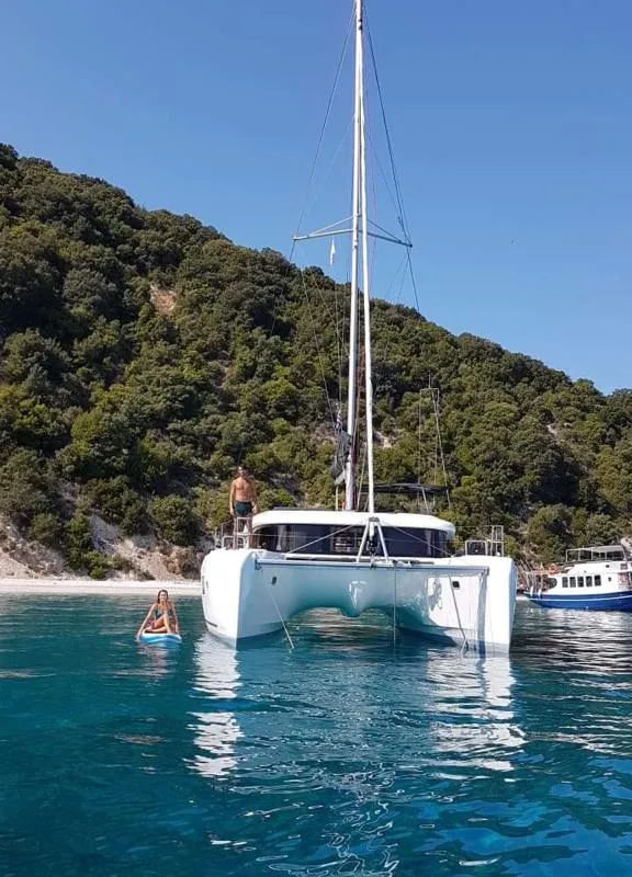 Deck of Mojito, a Lagoon 42 catamaran at Preveza, Greece