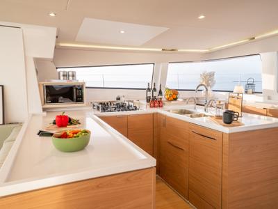 Galley of Mim Ocean 3, a Bali 5.4 catamaran at Port d'Andratx, Spain