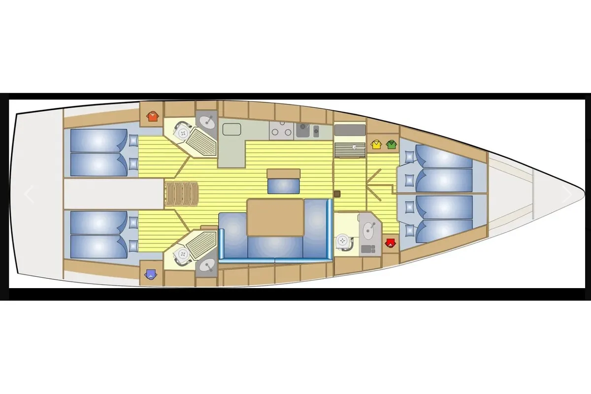Floor plan of Classic, a Bavaria 46 sailboat at Municipal Unit of Lefkada, Greece