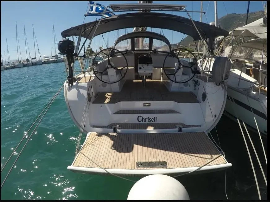 Exterior view of Classic, a Bavaria 46 sailboat at Municipal Unit of Lefkada, Greece
