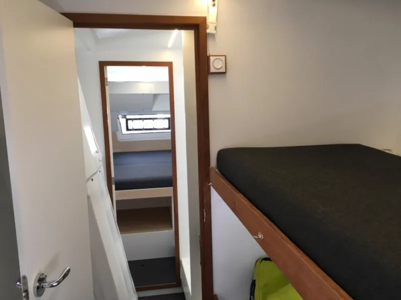 Cabin on Castor, a Marsaudon Composites TS 42 catamaran at Pléneuf-Val-André, France