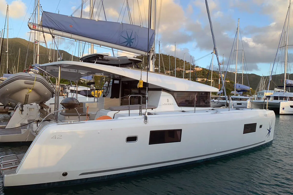 Hulk, a Lagoon 42 catamaran at Road Town, British Virgin Islands
