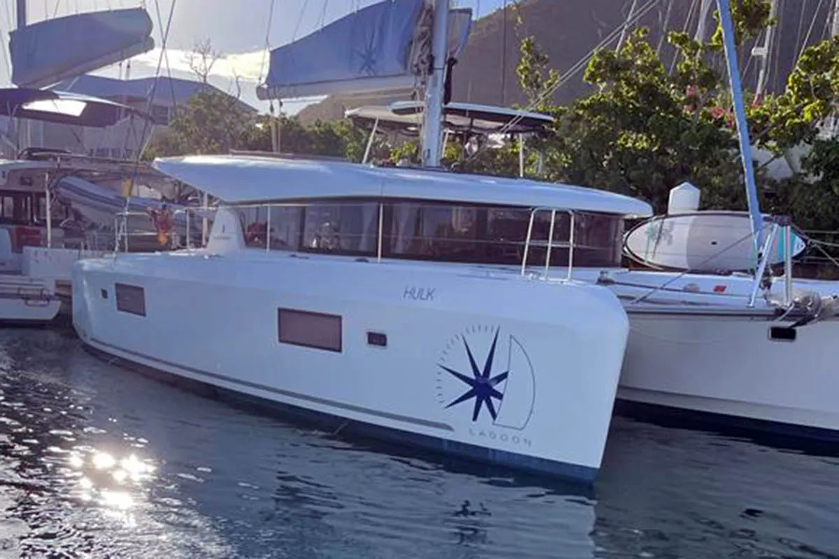 Hulk, a Lagoon 42 catamaran at Road Town, British Virgin Islands