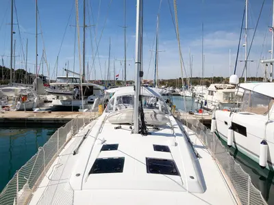 Cockpit of Mare Aeolos, a Beneteau Oceanis 45 sailboat at Općina Medulin, Croatia