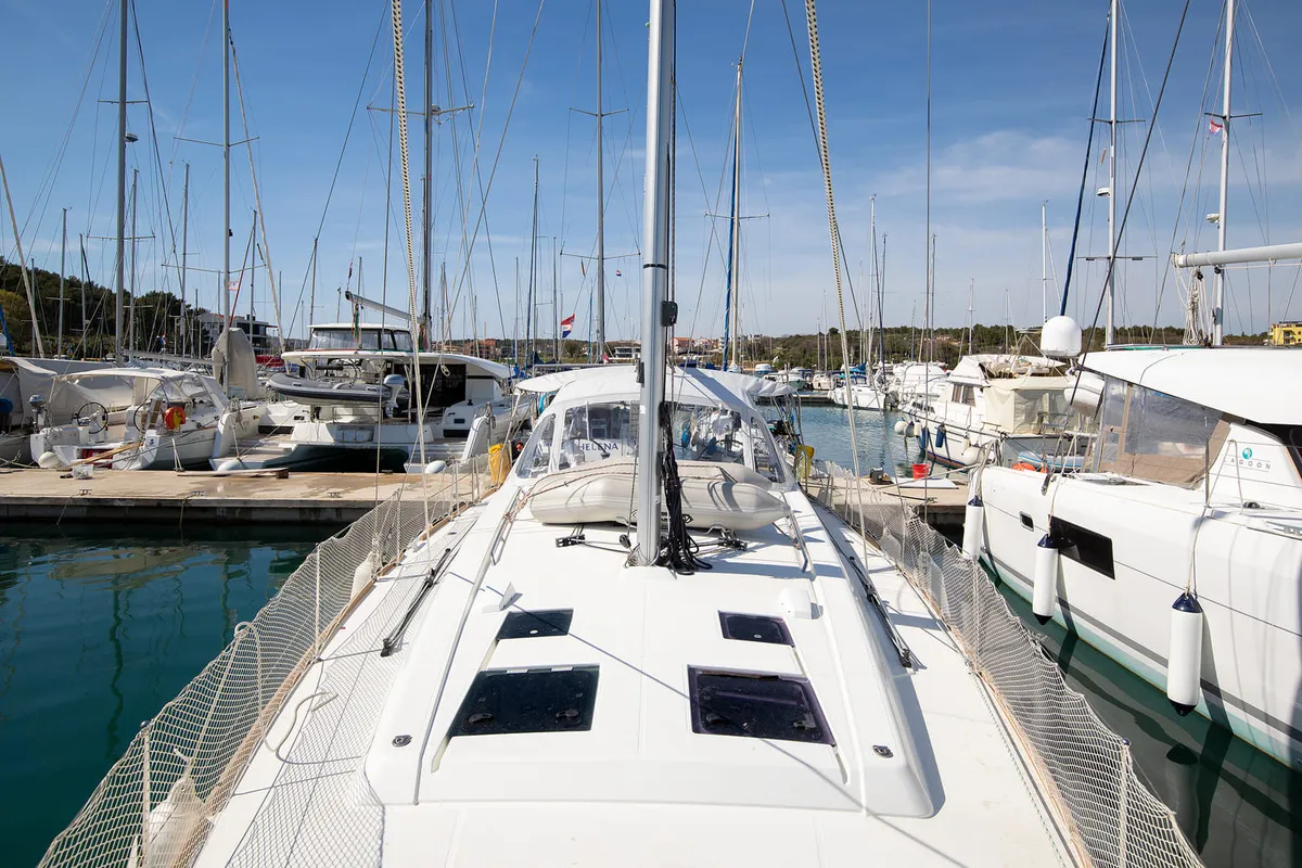 Cockpit of Mare Aeolos, a Beneteau Oceanis 45 sailboat at Općina Medulin, Croatia