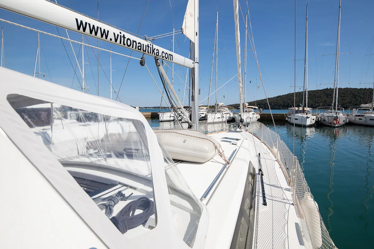 Deck of Mare Aeolos, a Beneteau Oceanis 45 sailboat at Općina Medulin, Croatia