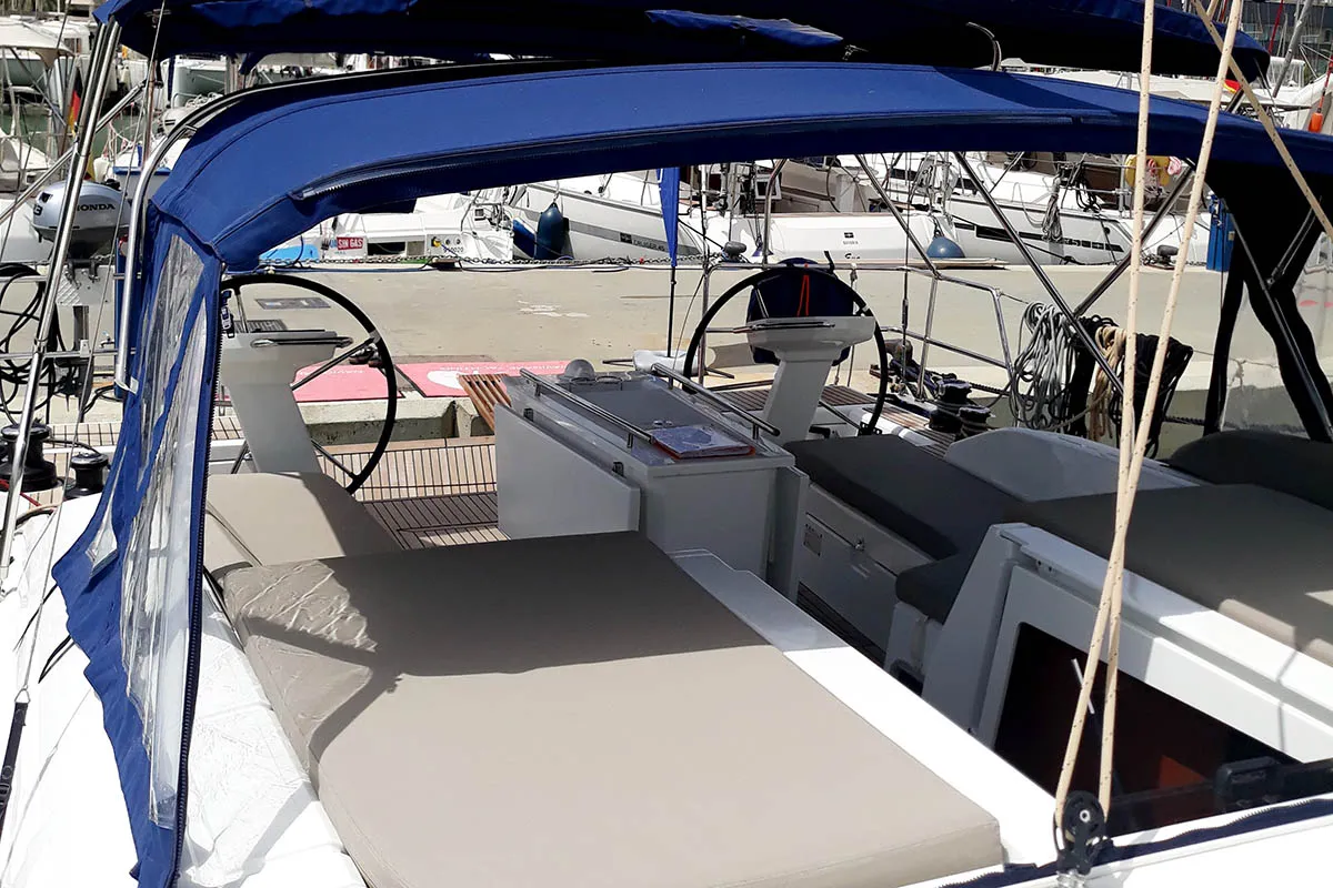 Vi Vågá of Sweden (SATURDAY) 444/2024, a Beneteau Oceanis 46.1 sailboat at Seget Donji, Croatia