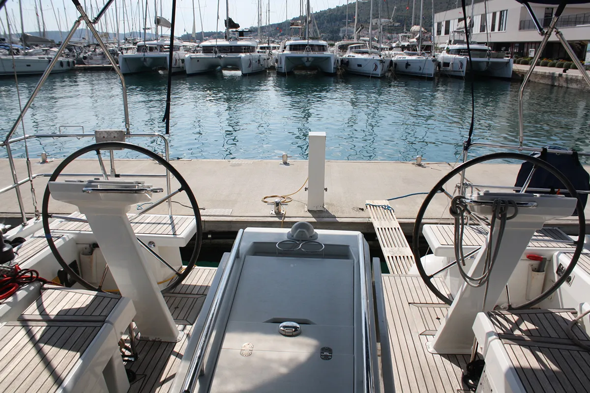Vi Vågá of Sweden (SATURDAY) 444/2024, a Beneteau Oceanis 46.1 sailboat at Seget Donji, Croatia