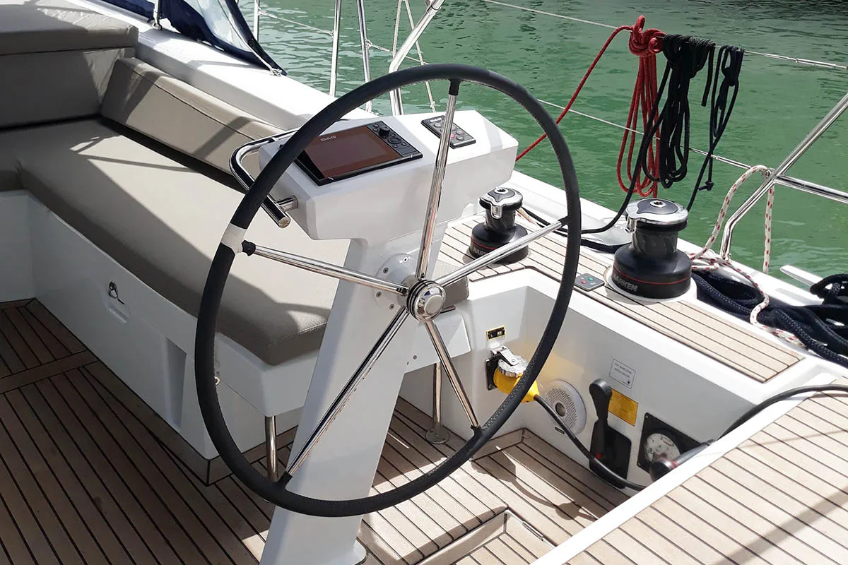 Vi Vågá of Sweden (SATURDAY) 444/2024, a Beneteau Oceanis 46.1 sailboat at Seget Donji, Croatia