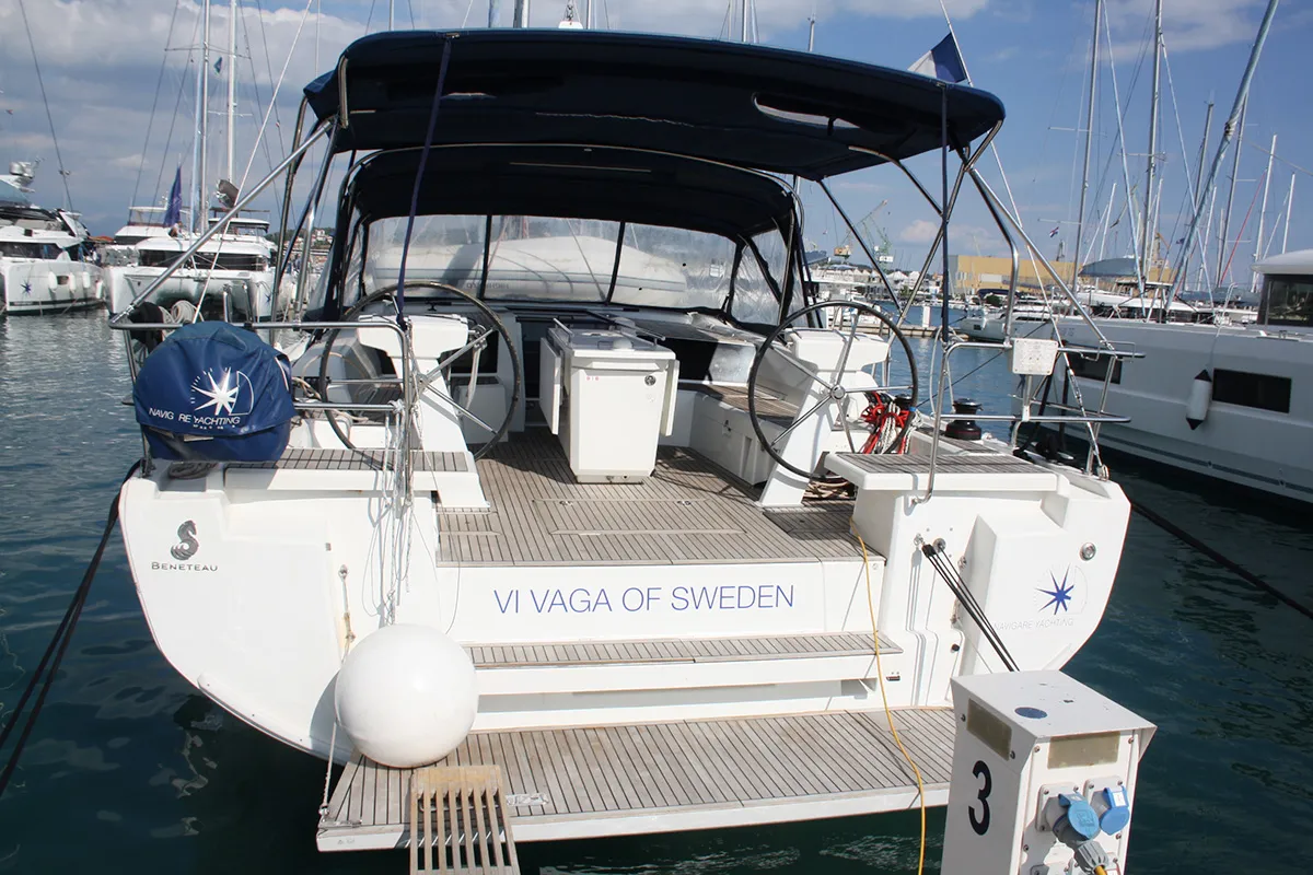 Vi Vågá of Sweden (SATURDAY) 444/2024, a Beneteau Oceanis 46.1 sailboat at Seget Donji, Croatia