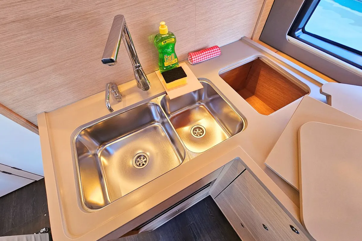 Galley of Fortissimo, a Dufour 44 sailboat at Kaštela, Croatia