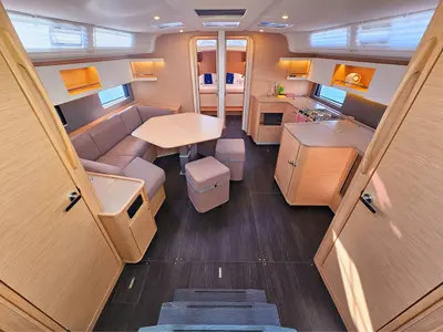 Salon of Fortissimo, a Dufour 44 sailboat at Kaštela, Croatia