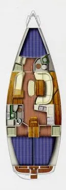 Floor plan of Evina, a Jeanneau Sun Odyssey 40.3 sailboat at Municipal Unit of Lefkada, Greece
