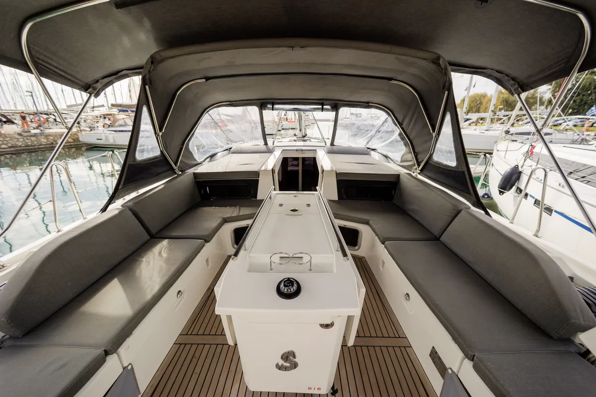 Deck of Promitheas, a Beneteau Oceanis 51.1 sailboat at Athens, Greece