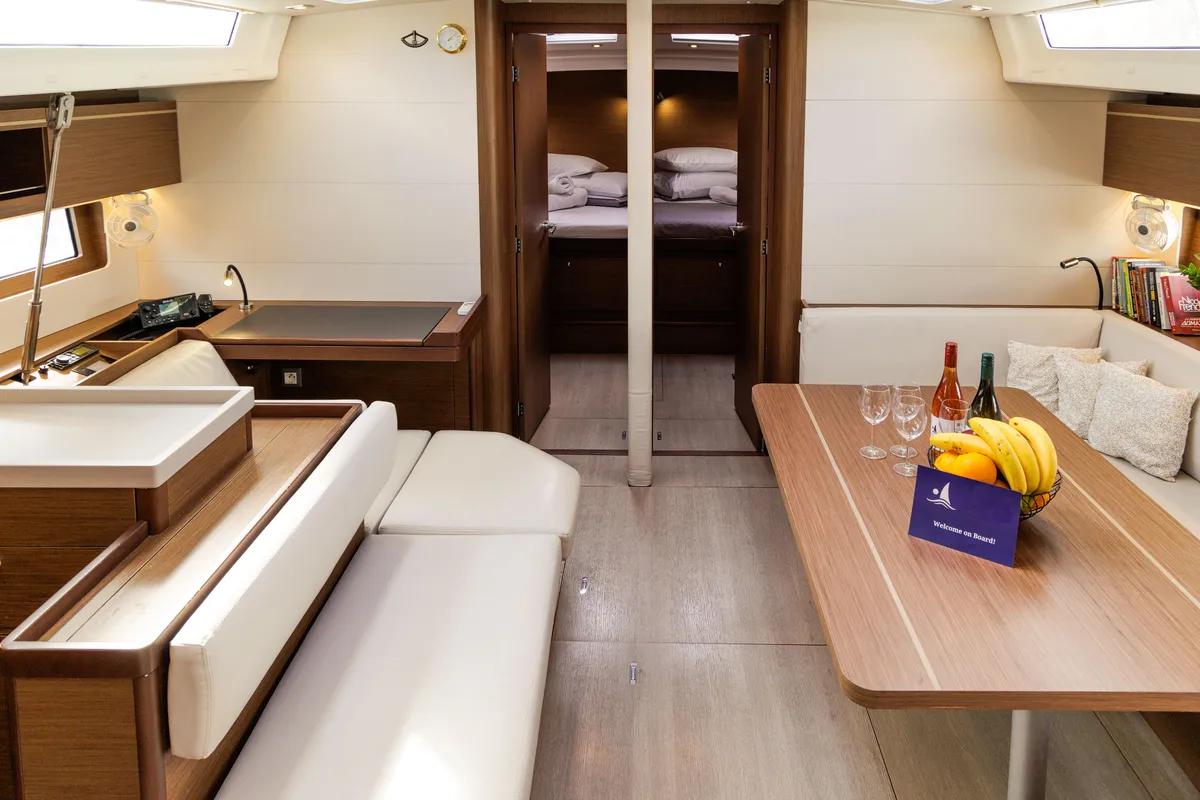 Exterior view of Promitheas, a Beneteau Oceanis 51.1 sailboat at Athens, Greece