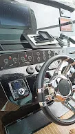 Cockpit of Roll, a Pardo 38 motorboat at Ibiza, Spain