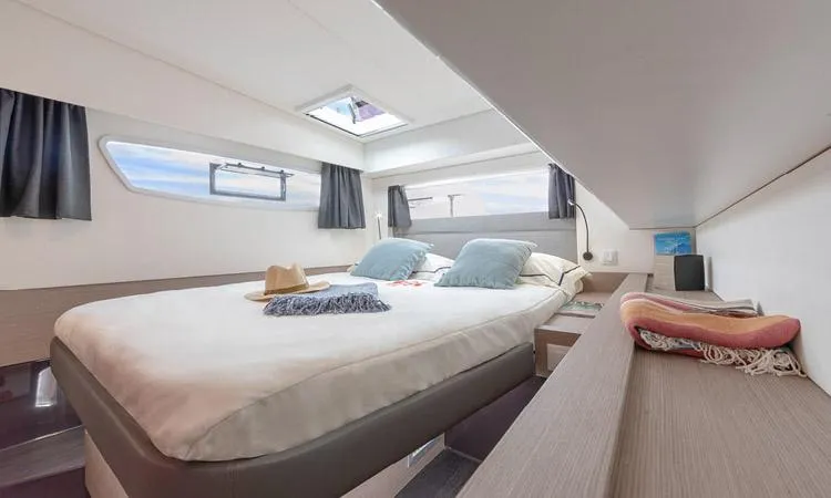 Cabin on Nalu, a Fountaine Pajot Elba 45 catamaran at Road Town, British Virgin Islands