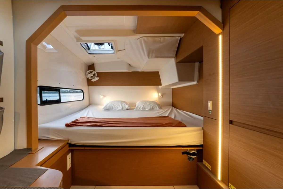 Cabin on Be Happy, a Excess 11 catamaran at Papeete, France