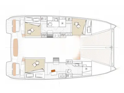 Floor plan of Be Happy, a Excess 11 catamaran at Papeete, France