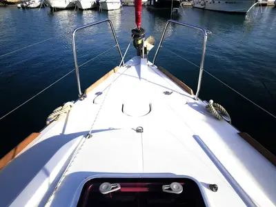 Deck of Paola, a Jeanneau Sun Odyssey 33i sailboat at Novi Vinodolski, Croatia