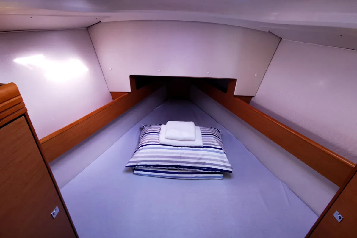 Cabin on Paola, a Jeanneau Sun Odyssey 33i sailboat at Novi Vinodolski, Croatia