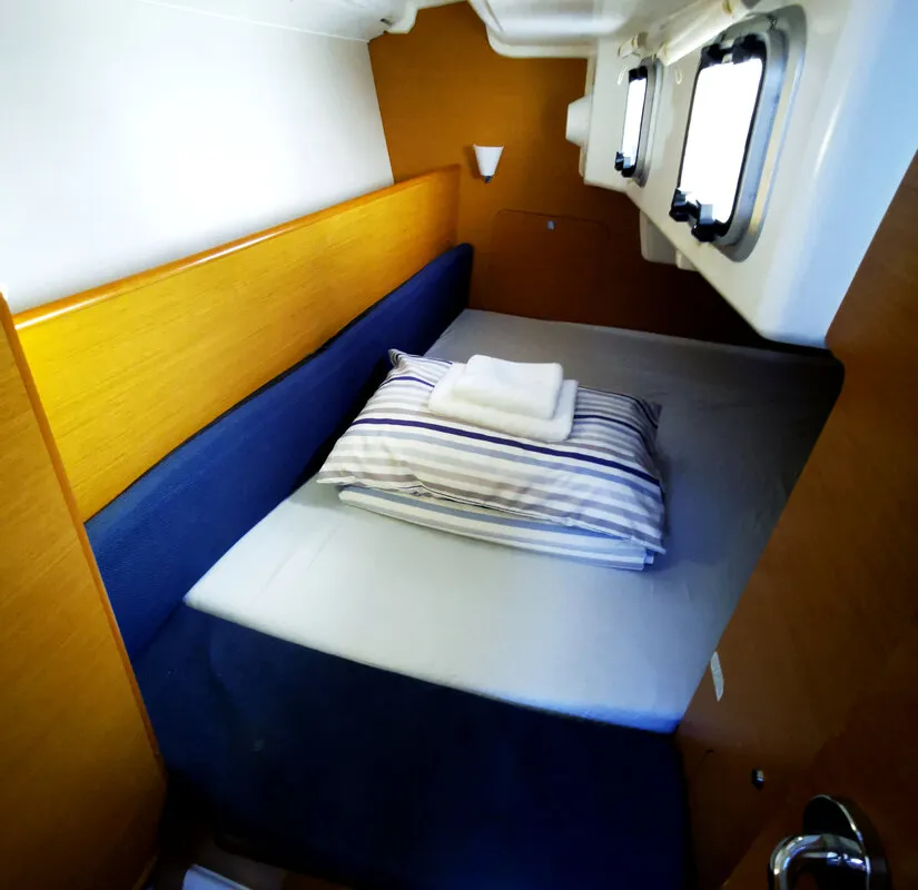 Cabin on Paola, a Jeanneau Sun Odyssey 33i sailboat at Novi Vinodolski, Croatia