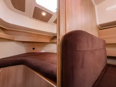 Cabin on Holland, a Northman Nexus Revo 870 Prestige motorboat at Sztynort, Poland