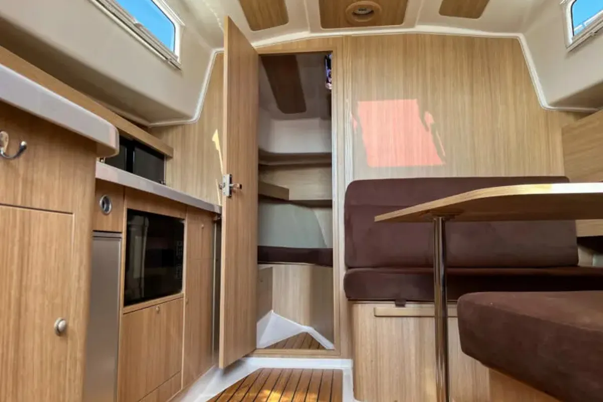 Salon of Holland, a Northman Nexus Revo 870 Prestige motorboat at Sztynort, Poland