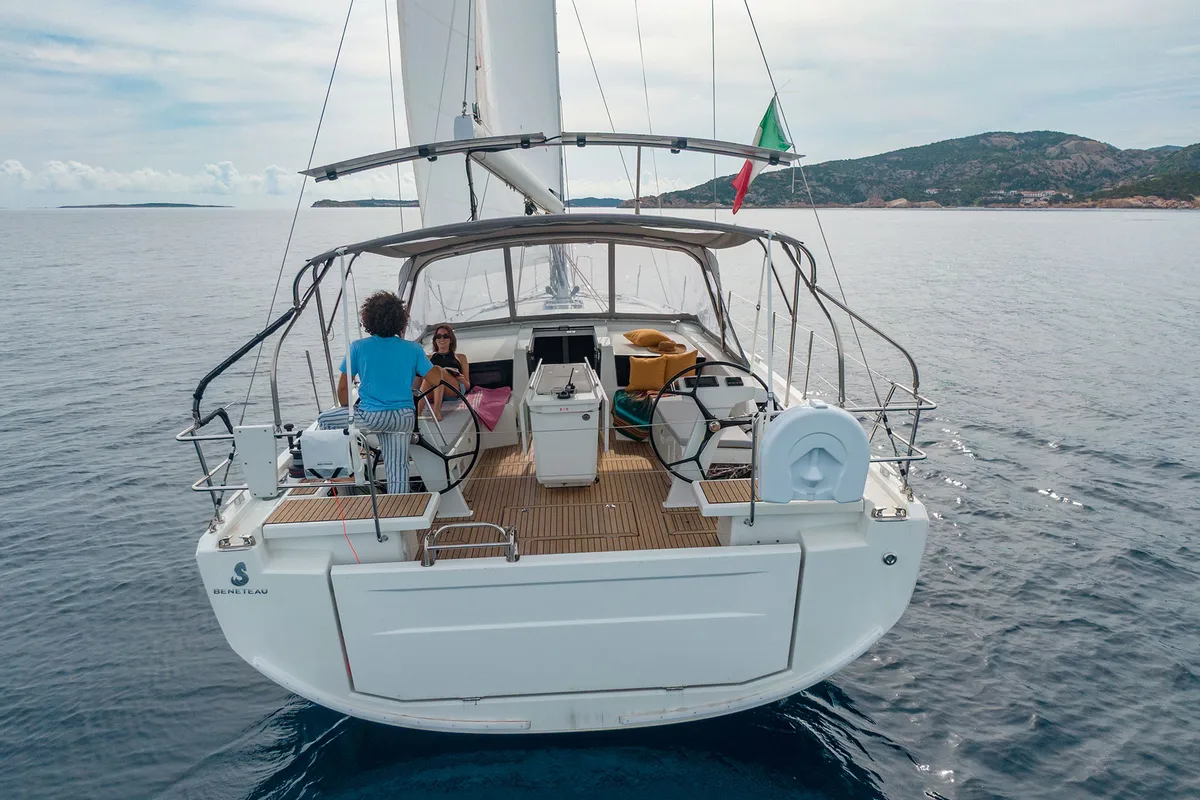 Cockpit of Circe - Water maker, Solar Panel, a Beneteau Oceanis 46.1 sailboat at Cannigione, Italy
