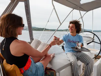 Deck of Circe - Water maker, Solar Panel, a Beneteau Oceanis 46.1 sailboat at Cannigione, Italy