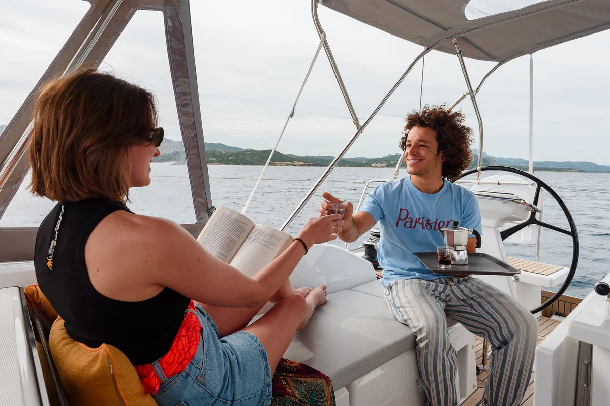 Deck of Circe - Water maker, Solar Panel, a Beneteau Oceanis 46.1 sailboat at Cannigione, Italy