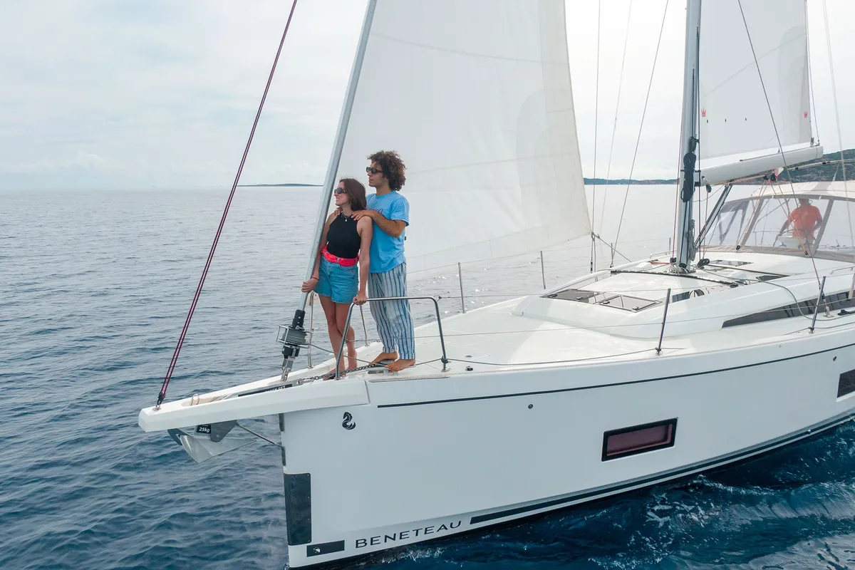 Exterior view of Circe - Water maker, Solar Panel, a Beneteau Oceanis 46.1 sailboat at Cannigione, Italy