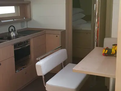 Galley of Senza Pensieri III, a Beneteau Oceanis 45 sailboat at Tonnarella, Italy
