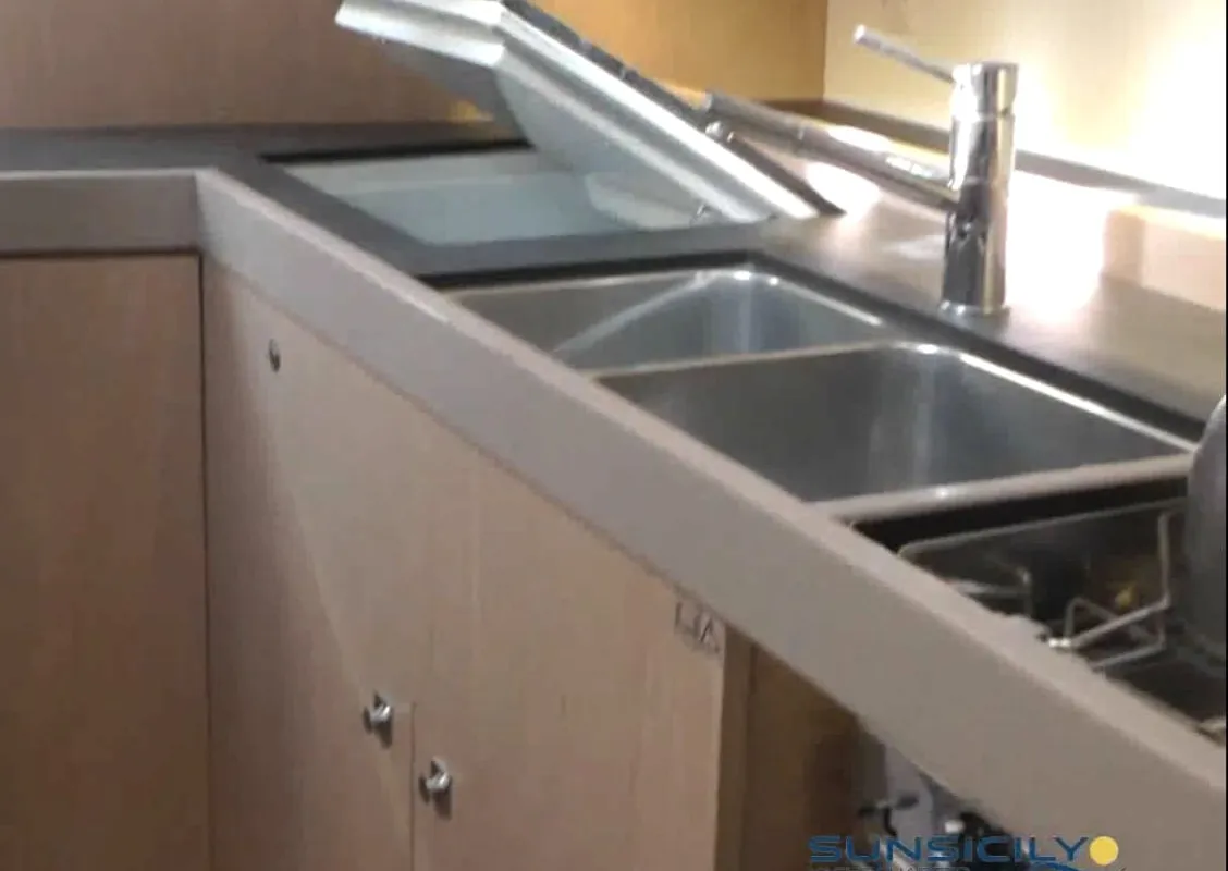 Galley of Senza Pensieri III, a Beneteau Oceanis 45 sailboat at Tonnarella, Italy